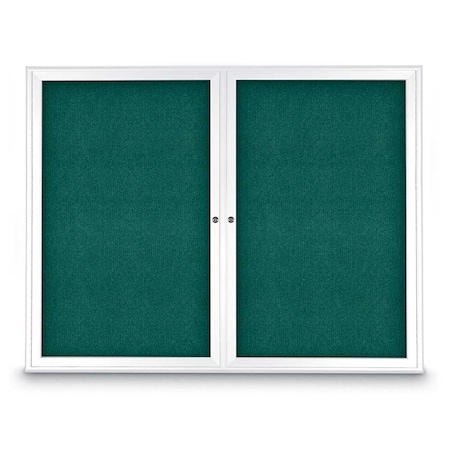 United Visual Products Sliding Door Indoor Enclosed Corkboard, 9 UV9030ACS-SATIN-PEARL